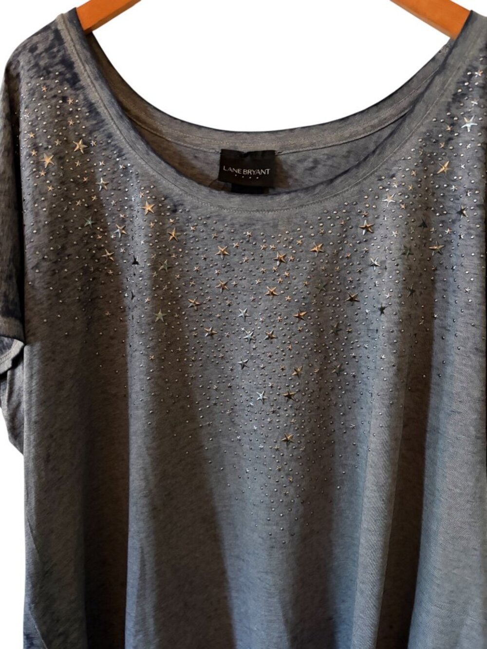 Lane Bryant Star Studded Embellishments Scoop Neck Blue/Gray Size 22/24